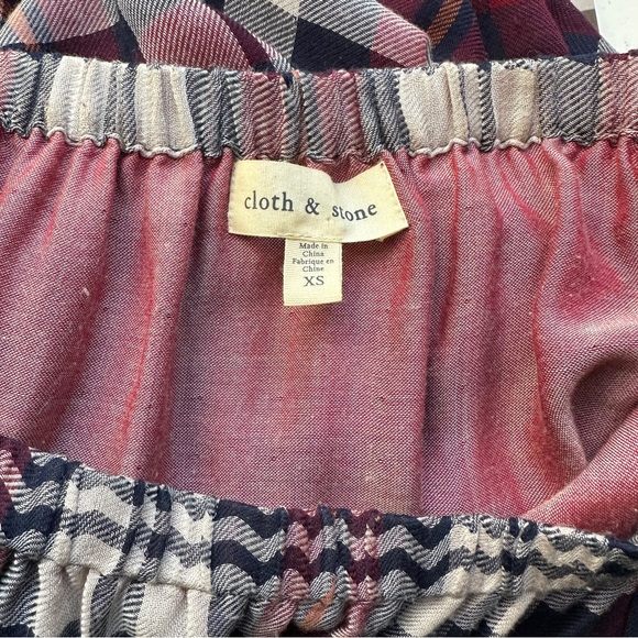 ANTHROPOLOGIE Cloth & Stone Plaid Off-The-Shoulder Tunic Dress - Picture 11 of 12